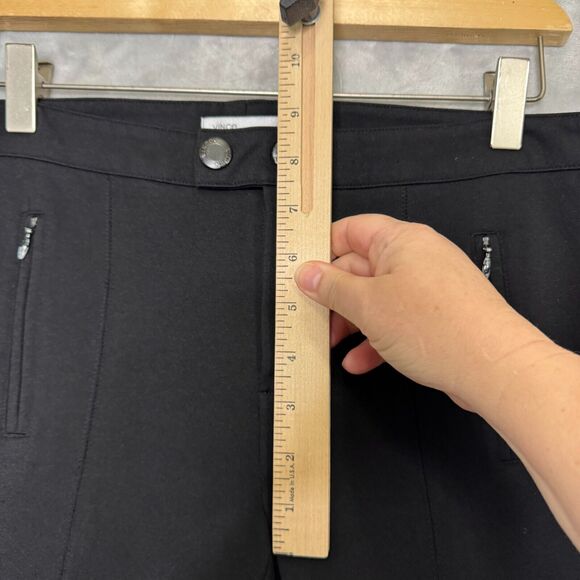 VINCE Pant Womens 6 Black Ponte Knit Skinny Mid Rise Flat Front Pockets Career - Picture 9 of 10